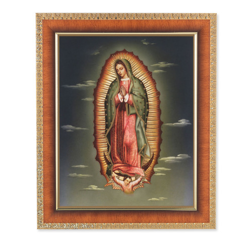 Our Lady of Guadalupe Natural Tiger Cherry Framed Art | Style D