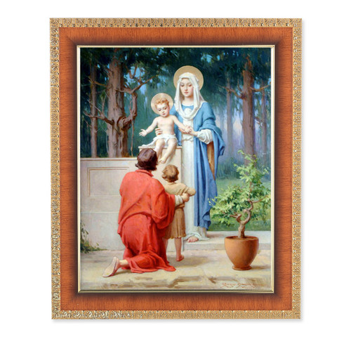 The Holy Family with St. John the Baptist Natural Tiger Cherry Framed Art