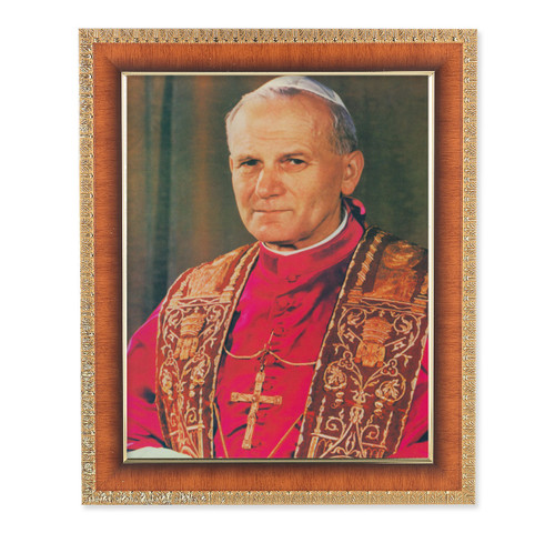 St. Pope John Paul II Natural Tiger Cherry Framed Art