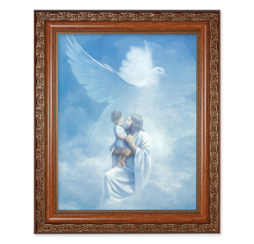 Christ Welcoming Child Mahogany Finished Framed Art