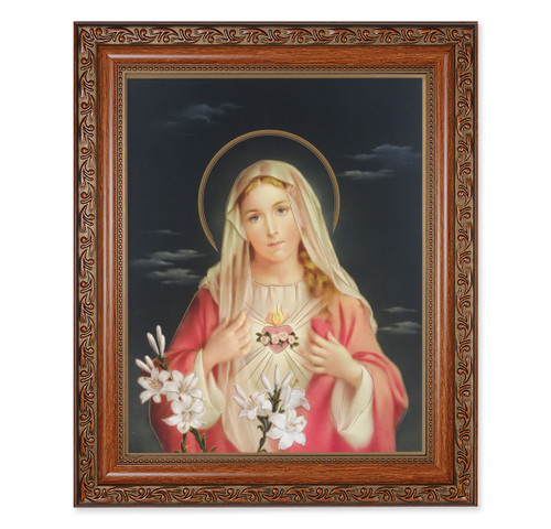 Immaculate Heart of Mary Mahogany Finished Framed Art | Style C