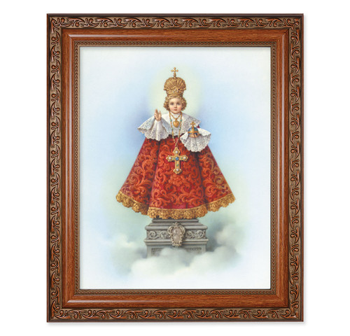 Infant of Prague Mahogany Finished Framed Art