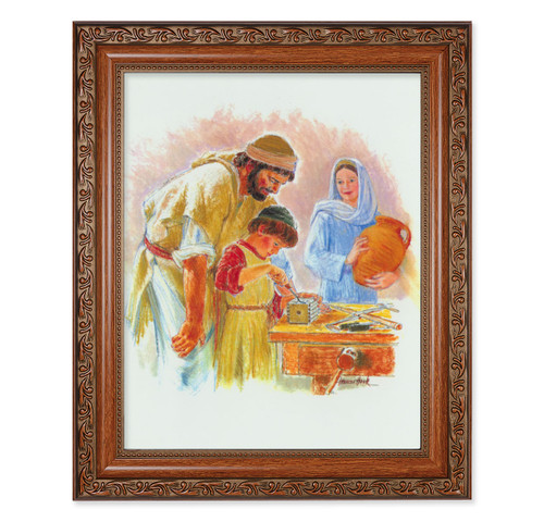 Jesus the Carpenter Mahogany Finished Framed Art