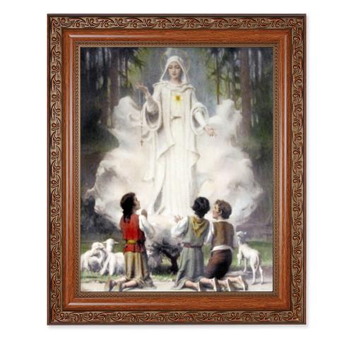 Lady of Fatima Mahogany Finished Framed Art