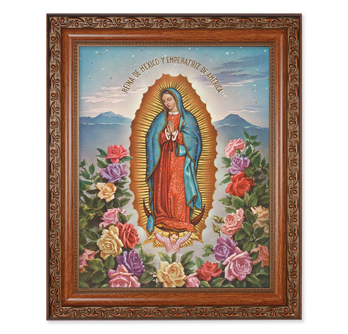 Our Lady of Guadalupe Mahogany Finished Framed Art | Style C