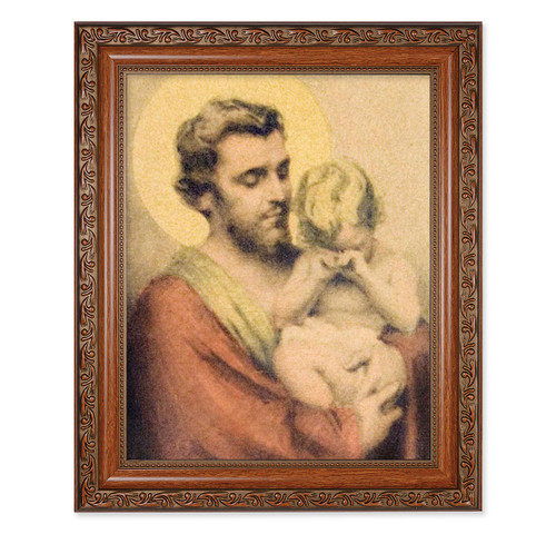 St. Joseph with Crying Jesus Mahogany Finished Framed Art