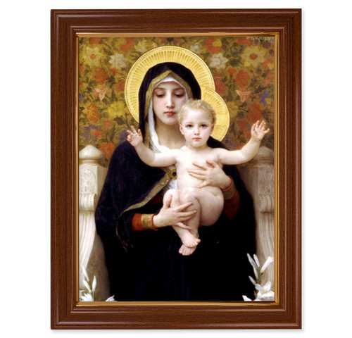 Madonna of the Lillies Walnut Finish Framed Art