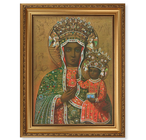 Our Lady of Czestochowa Antique Gold Framed Art | Style A