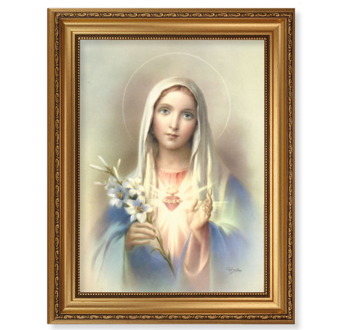 Immaculate Heart of Mary Antique Gold Framed Art | Style B