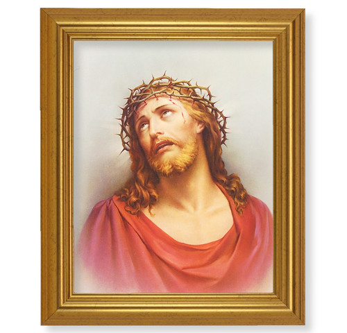 Christ in Agony Beveled Beveled Gold-Leaf-Leaf Framed Art