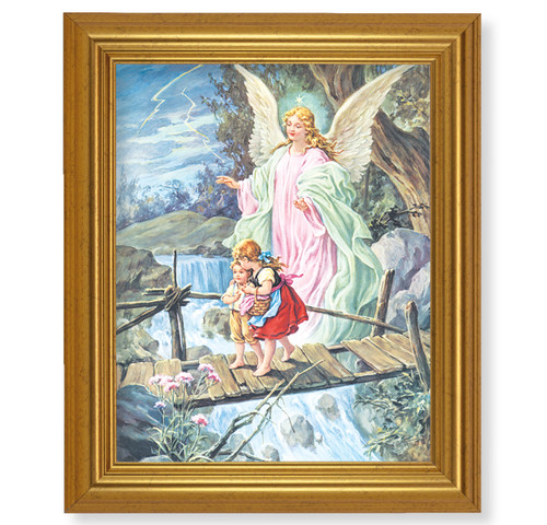 Guardian Angel Beveled Gold-Leaf Framed Art | Style A