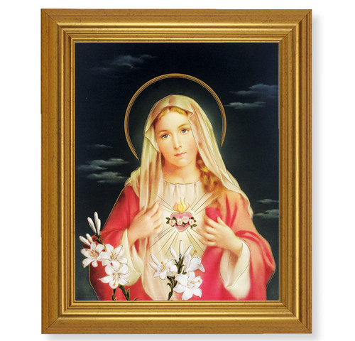 Immaculate Heart of Mary Beveled Gold-Leaf Framed Art | Style C