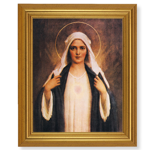 Immaculate Heart of Mary Beveled Gold-Leaf Framed Art | Style D