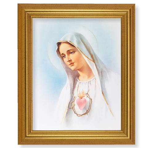 Immaculate Heart of Mary Beveled Gold-Leaf Framed Art | Style F