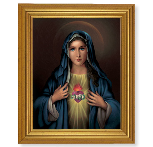 Immaculate Heart of Mary Beveled Gold-Leaf Framed Art | Style G