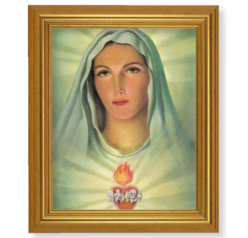 Immaculate Heart of Mary Beveled Gold-Leaf Framed Art | Style H