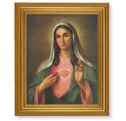Immaculate Heart of Mary Beveled Gold-Leaf Framed Art