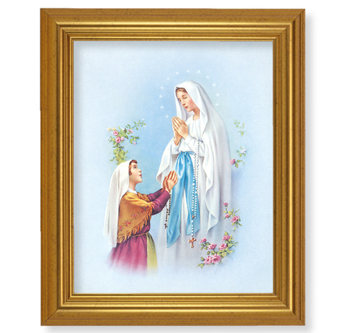 Our Lady of Lourdes Beveled Gold-Leaf Framed Art