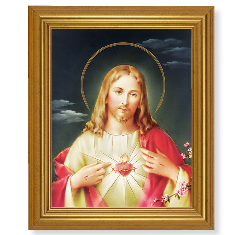 Sacred Heart of Jesus Beveled Gold-Leaf Framed Art | Style C