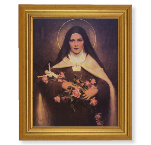 St. Therese Beveled Gold-Leaf Framed Art