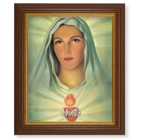 Immaculate Heart of Mary Dark Walnut Framed Art | Style A