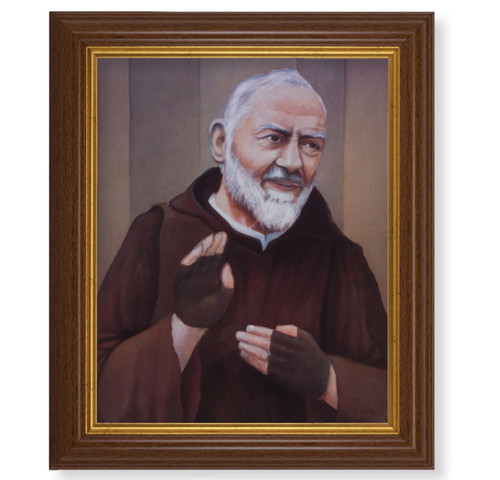 St. Pio Dark Walnut Framed Art