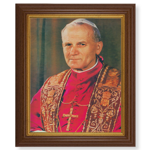 St. Pope John Paul II Dark Walnut Framed Art
