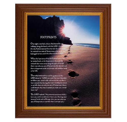 Footprints Dark Walnut Framed Art | Style A