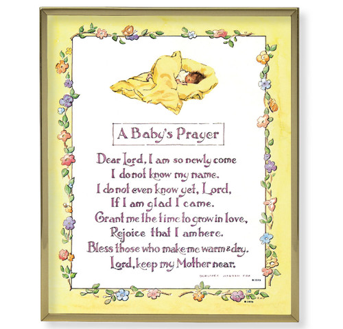 Baby Prayer Plain Gold Framed Plaque Art
