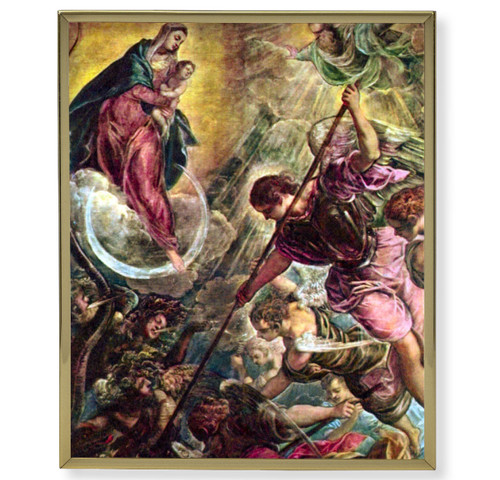 Battle of Archangel St. Michael Plain Gold Framed Plaque Art