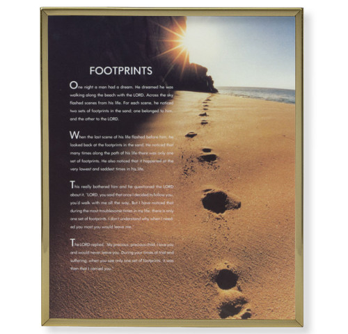 Footprints Plain Gold Framed Plaque Art | Style A