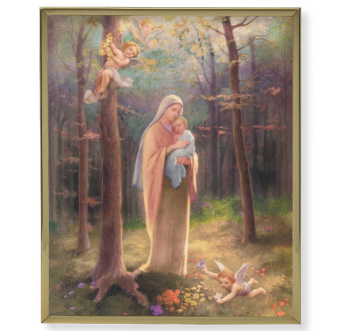 Madonna of the Woods Plain Gold Framed Plaque Art