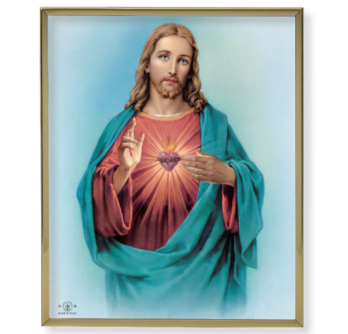 Sacred Heart of Jesus Plain Gold Framed Plaque Art | Style A
