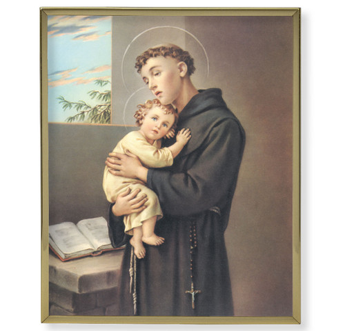 St. Anthony Plain Gold Framed Plaque Art