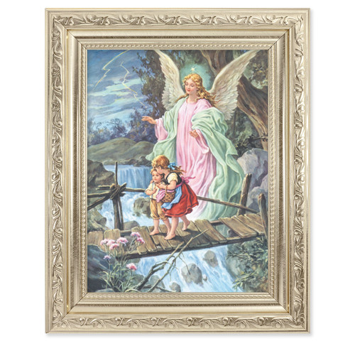 Guardian Angel Ornate Silver Framed Art