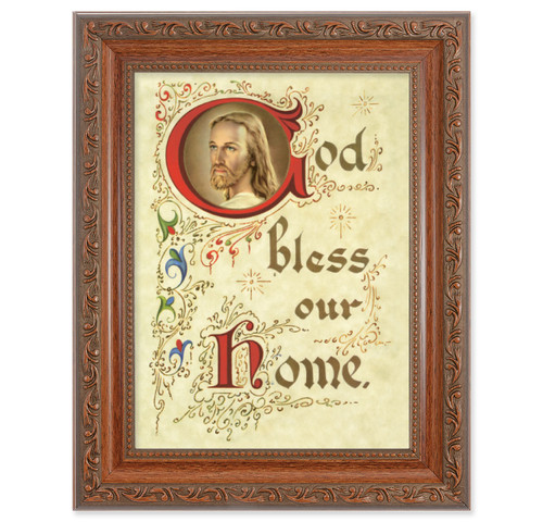 House Blessing Antique Mahogany Finish Framed Art | Style B