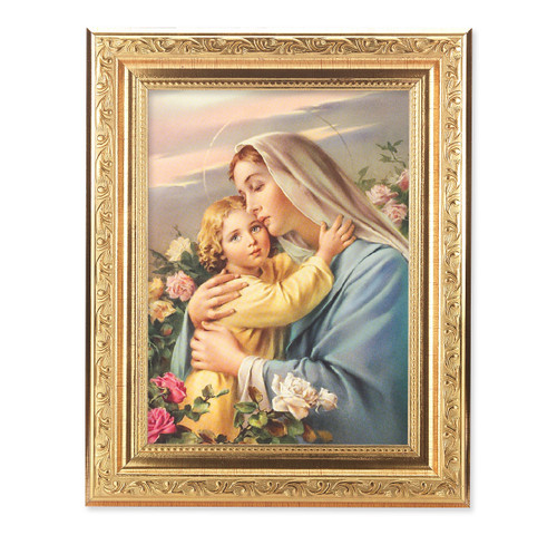 Madonna and Child Ornate Antique Gold Framed Art