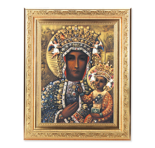 Our Lady of Czestochowa Ornate Antique Gold Framed Art