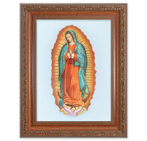 Our Lady of Guadalupe Antique Mahogany Finish Framed Art | Style A