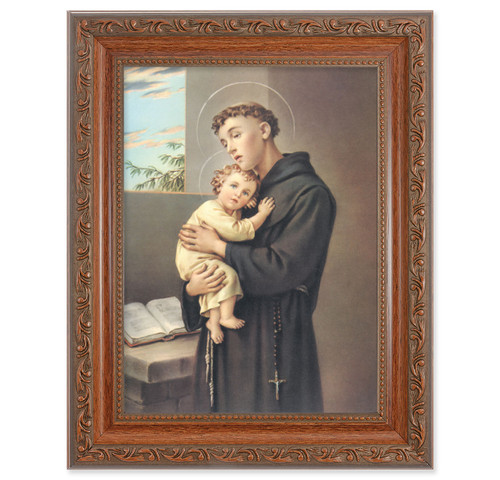 St. Anthony Antique Mahogany Finish Framed Art