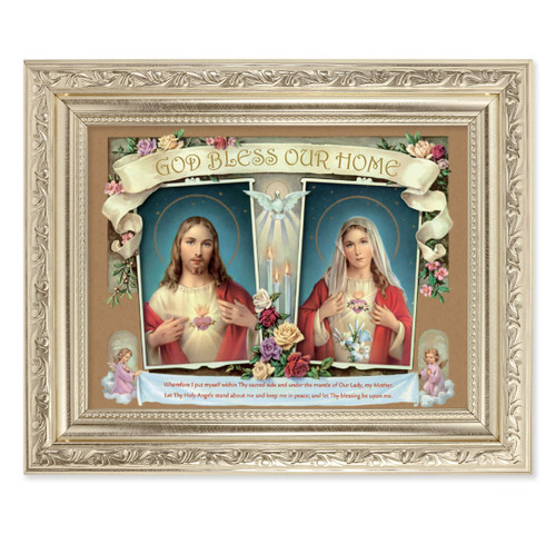 The Sacred Hearts Ornate Silver Framed Art