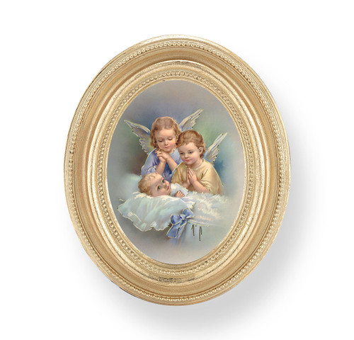 Divine Mercy (Spanish) Oval Framed Print | Gold Frame