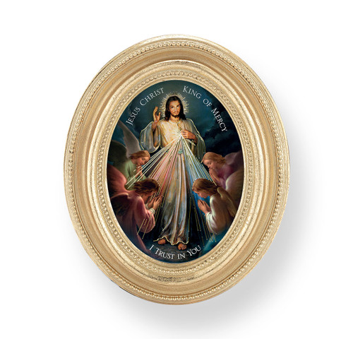 Jesus King of Mercy Oval Framed Print | Gold Frame