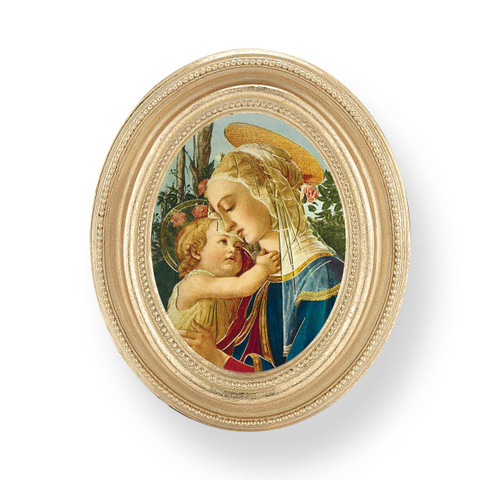 Madonna and Child Oval Framed Print | Gold Frame
