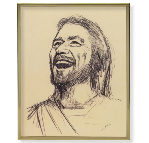 Laughing Christ Gold Framed Art | 11" x 14"