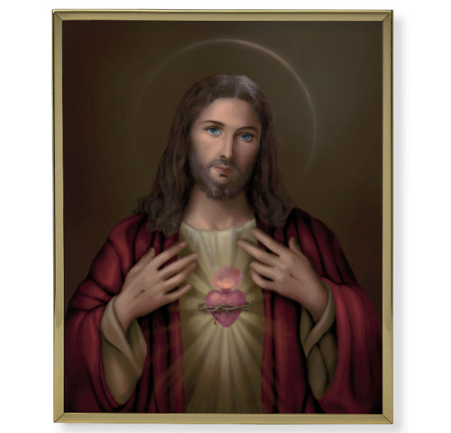 Sacred Heart of Jesus Gold Framed Art | 11" x 14" | Style D