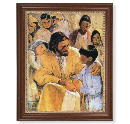 Christ with Children Dark Walnut Framed Art | 11" x 14"