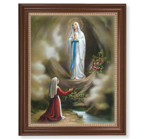 Our Lady of Lourdes Dark Walnut Framed Art | 11" x 14"