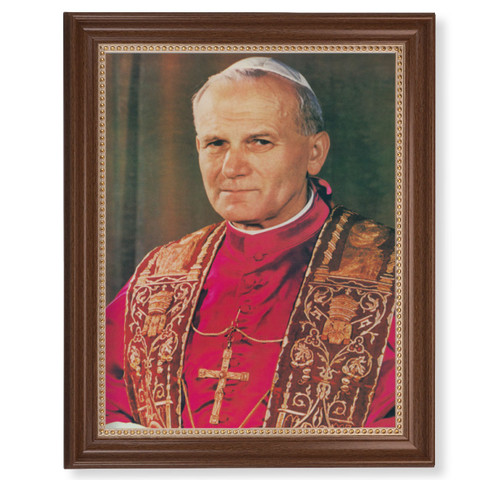 St. John Paul II Dark Walnut Framed Art | 11" x 14"