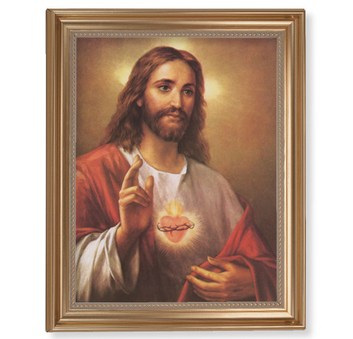 Sacred Heart of Jesus Classic Gold Framed Art | 11" x 14" | Style E